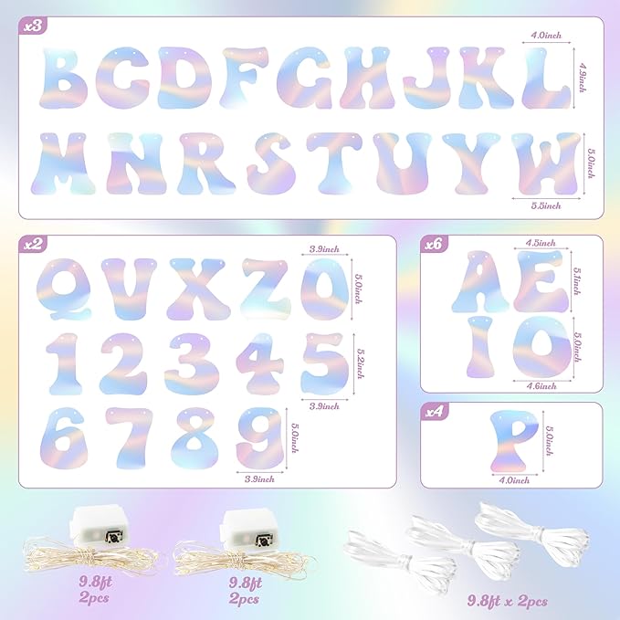 DIY Party Holographic Banner - 112Pcs Make Your Own Customize Letters with Lights Holographic Banners Kit for Birthday Baby Shower Valentines House Warming Wedding Holiday Party Decoration