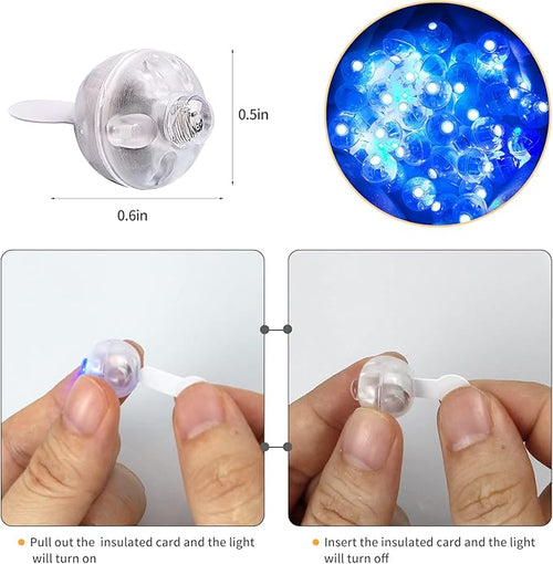 100pcs Blue LED Balloon Light, Round LED Ball Lamp Tiny Led Lighting Decoration for Indoor Outdoor Party Event Fun Wedding Festival Birthday Halloween Christmas Party Supplies