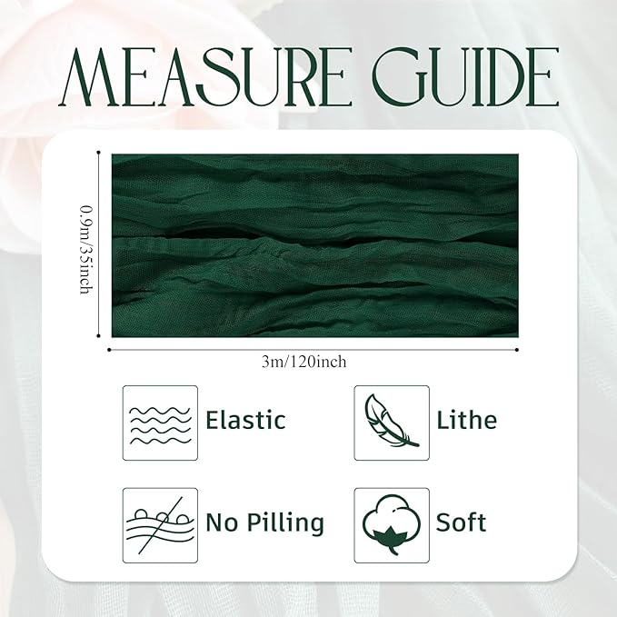 Wokceer Cheesecloth Table Runner 6Pack 10FT Emerald Green Christmas Gauze Cheese Cloth Table Runner for Party Long Rustic Sheer Table Runners for Baby Bridal Shower Wedding Easter Table Decor