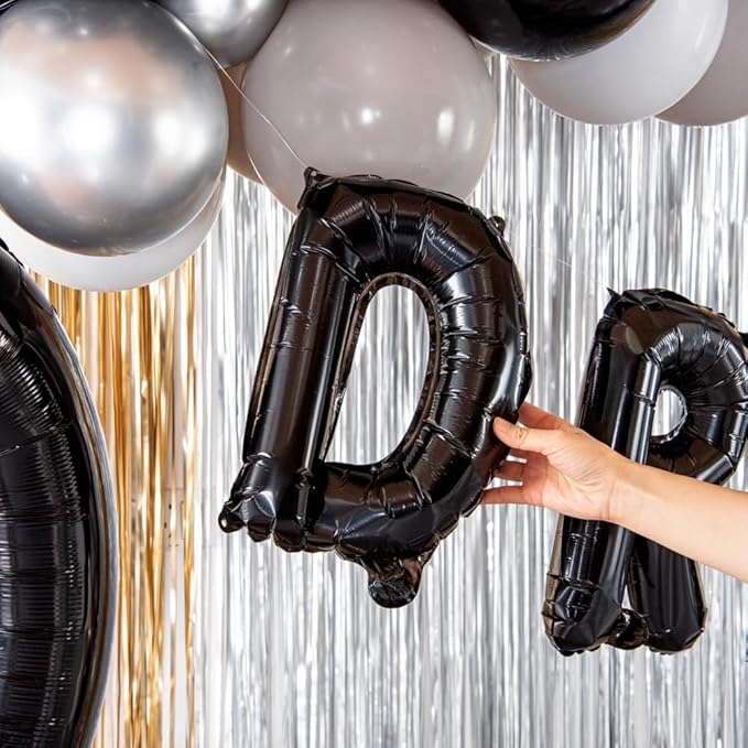 Restaurantware-Balloonify 16 Inch Letter Balloon, 1 Alphabet Party Balloon - Letter D, Self-Sealing, Black Foil Mylar Finish, Hanging Loop, Decoration For Birthday, Wedding, Or Graduation