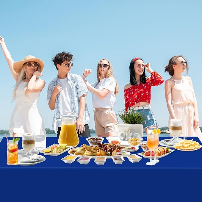 WNINK 2 Pack Royal Blue Tablecloths Disposable Table Covers 54" x 108" Table Cloths for BBQ Birthday Picnic Bridal Shower Wedding Plastic Table Cloths for Parties Fits 6 to 8 Foot Rectangle Tables