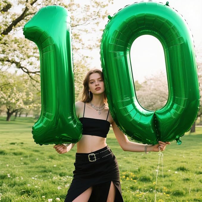 40 Inch Balloon Number 0 Green, Large Foil Green Number Balloons 0 for Girls Women, Digital 0 Helium Balloons for Baby Girls 12 20 21st Birthday Graduation Princess Party Decorations