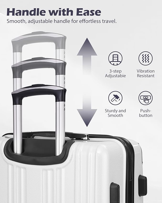 Coolife Luggage Sets, 5 Piece Durable Suitcase, Lightweight Carry on Luggage with PC+ABS Hardshell, Dual Spinner Wheels, TSA Lock and YKK Zipper (navy new, 5 piece set)