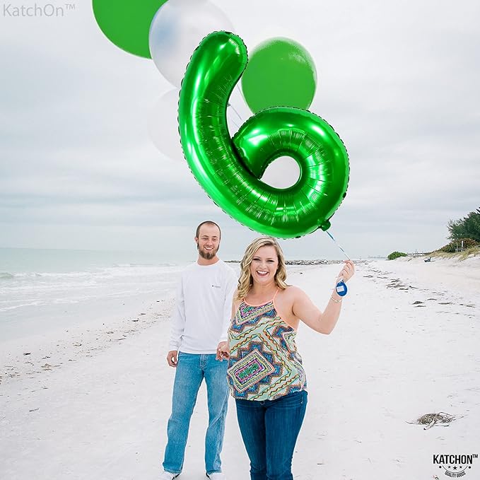KatchOn, Giant Dark Green Number 6 Balloon - 40 Inch | 6 Birthday Balloon for 6th Birthday Decorations | 6 balloons for Birthday | Six Balloon Number | 6 Year Old balloon for 6 Year Decorations