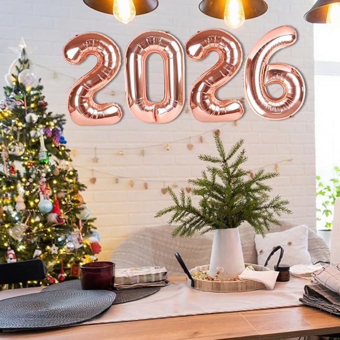 Number 2026 Balloons, 40 Inch Number Balloons, Rose Gold New Years Decorations, 2026 Balloon for Graduation Happy New Year and 2 6 20 26 Birthday Parties