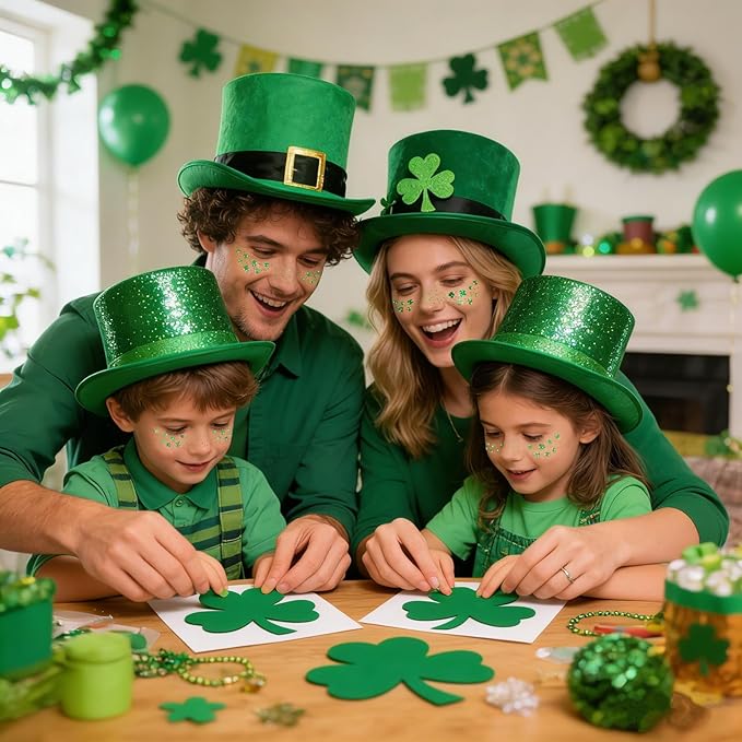 Go Ho Shamrock Glitter Freckles Face Tattoo,St Patricks Day Accessories - Freckles Sparkle,St Pattys Outfit Women Kids Face Stickers,Shamrock Green Glitter Stickers,6 PCS