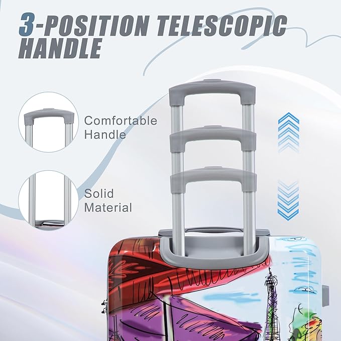 Hardshell Luggage Sets, Lightweight Wave Suitcases with Spinner Wheels, Coffee Tower