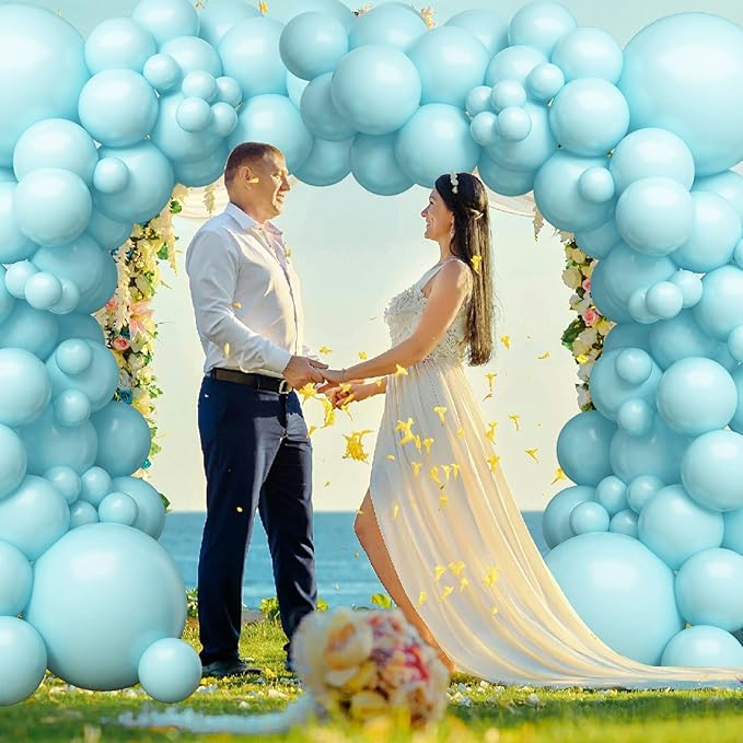 Pastel Teal Blue Balloons Garland Kit 92pcs Mint Blue Latex Balloon 5/10/12/18inch Helium Balloons for Birthday Party Decorations Baby Shower Wedding