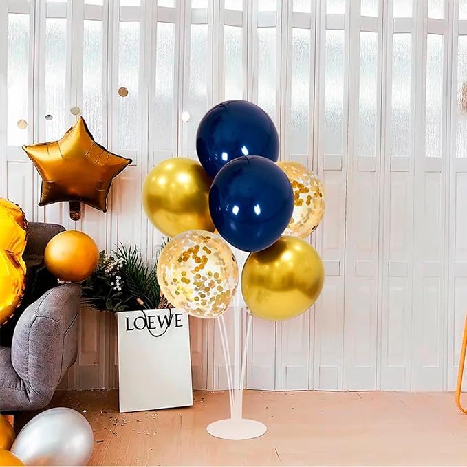 4 Set Blue Gold Balloon Stand Balloon Centerpieces Table Decorations for Birthday Wedding Anniversary Retirement New Years Graduation Decorations Class of 2026