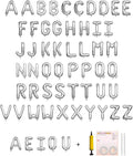 58 PCS Letter Balloons Alphabet Letters 2 Sets A- Z & 1 Sets AEIOU 16 - Inch Mylar Foil Balloons Set for Wedding/Birthdays/Annivs/Grads party Decoration Banner Custom Phrase (silver)