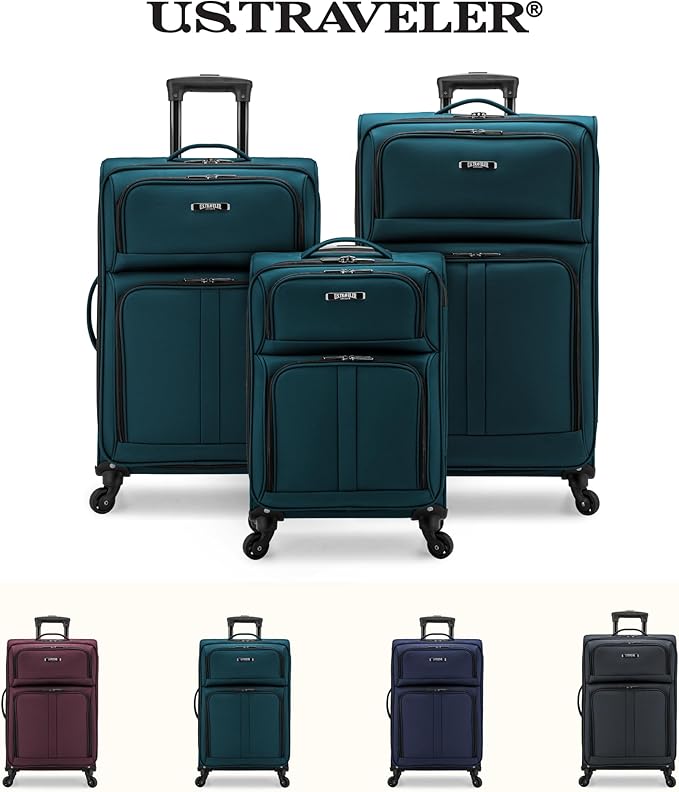 U.S. Traveler Anzio Softside Expandable Luggage with Spinner Wheels, Teal, 30-Inch Large