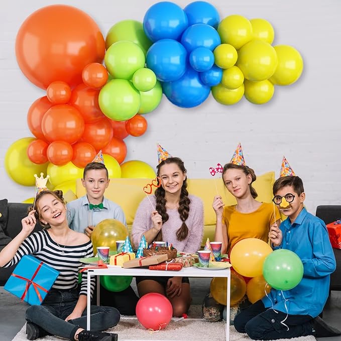 Blue Yellow Green Balloon Arch Kit, Colorful Latex Birthday Balloons Blue Yellow Orange Green 5 10 18 inch Party Balloons Garland Kit for Baby Shower Decorations Birthday Wedding Graduation Party