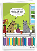 NobleWorks - 1 Funny Animal Card for Birthdays - Pet Cat and Dog Humor, Birthday Notecard with Envelope - Cat Spark Joy C7297BDG