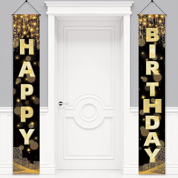 Birthday Decorations Banner, Happy Birthday Door Sign for Men Women Boys Girls Ideal Birthday Decorations Party Supplies Outdoor Indoor 72 x 12 Inch