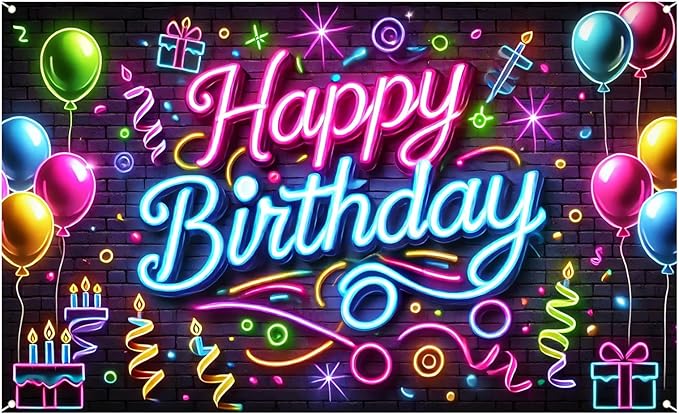 Nuxovilar Happy Birthday Banner Polyester 43x70.86 Inches Banner Happy Birthday for Childrens Party Indoor Event Home Gathering