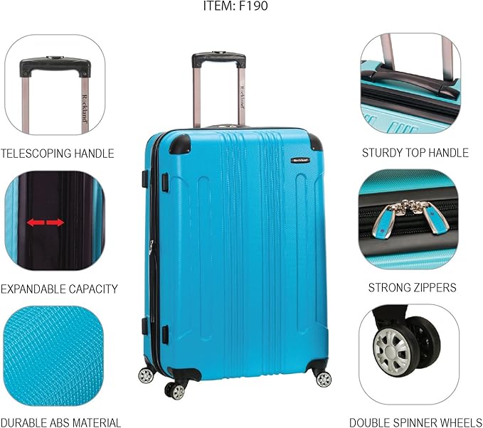 Rockland London Hardside 3 Piece Expandable Spinner Wheel Luggage Set, (20"/24"/28"), Black