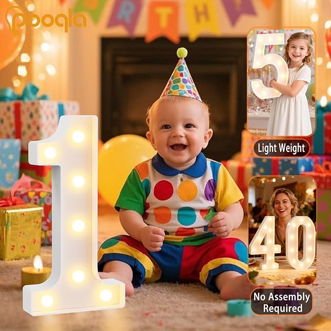 Pooqla 70th Birthday Decorations for Women Men, Large 12.6 in Tall Light Up Numbers for Party Decorations Table Decor, Big Marquee Numbers 70th Birthday Gift for Women Men Wedding Anniversary Decor