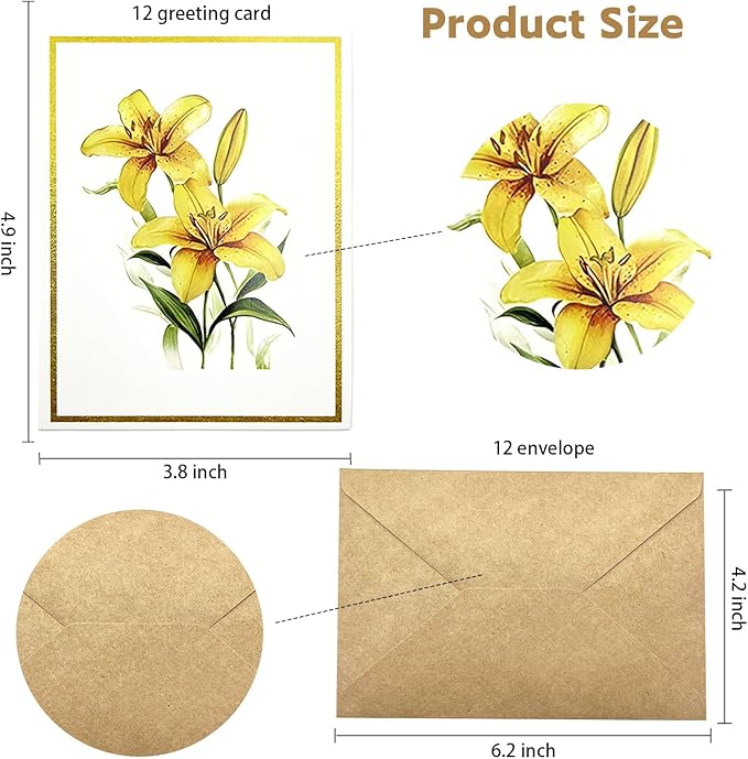 Birthday Cards Pack of 12,Birthday Cards Bulk for Women Men Kids Assorted Birthday Greeting Cards for Kids Assortment, 12 Card with Envelopes (Colorful Flowers)