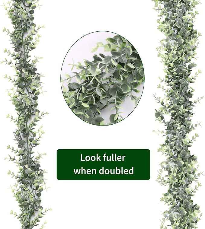 Whonline 10 Packs Eucalyptus Garlands 57ft Artificial Greenery Garland, Fake Hanging Vines for Wedding Backdrop Arch Table Wall Party Home Decor