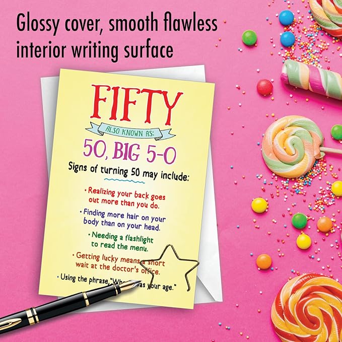 NobleWorks Funny 50th Milestone Birthday Paper Card w/ 5 x 7 Inch Envelope (1 Card) Turning Fifty C9273MBG