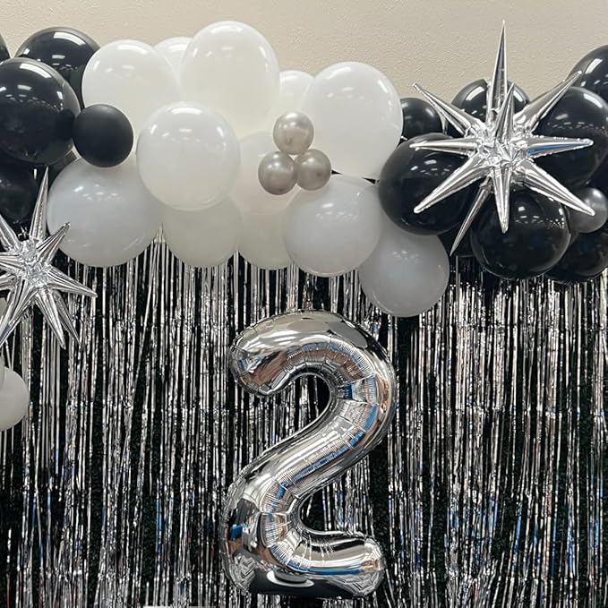Silver Number 2 Balloon, 40 Inch Large Number Foil Mylar Balloons for 2nd Girl Boy Birthday Party Celebration Decoration Supplies,Big Digital Balloons for Wedding Anniversary Events Decor