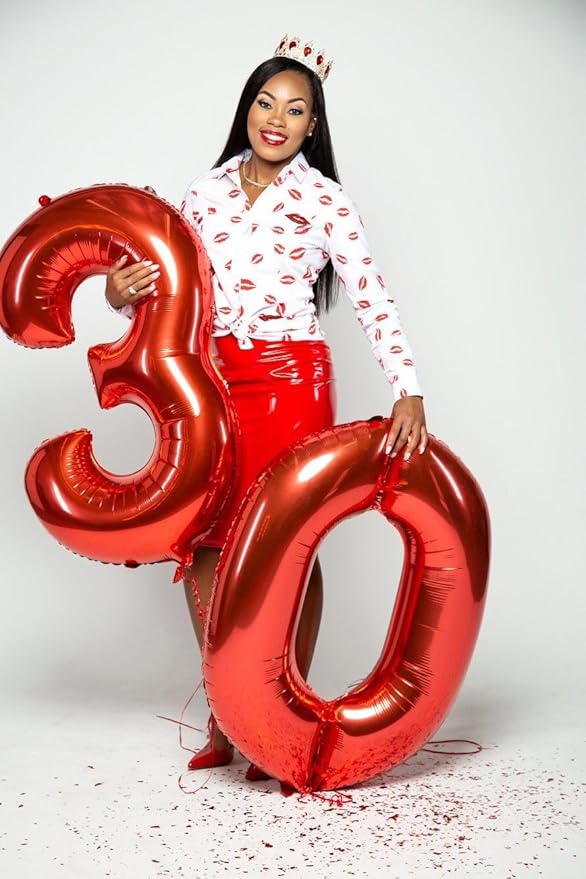 Red 9 Balloon, Big 40 Inch Happy 9 19 29 90 Birthday for Men And Women, Foil Balloons Decoratins for Boy and Girl Birthday, Wedding Anniversary, Single, New Year, Party Syupplies