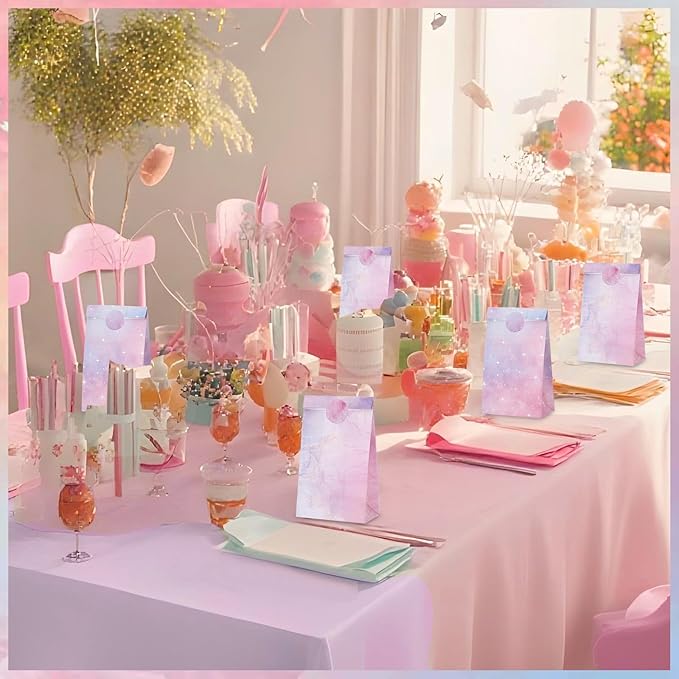 woric 36PCS Party Favor Bags with Stickers, Pink and Purple Goodie Bags for Girls Birthday Mother's Day Small Gift Bag for Kids, Baby Shower, Wedding, Mermaid Party Favor Supplies