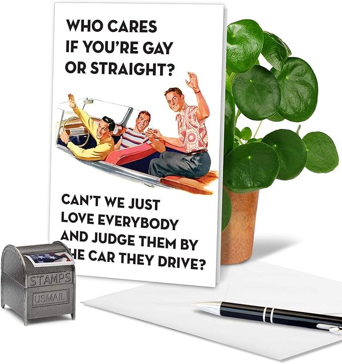 NobleWorks - 1 Funny Vintage Birthday Card - Hilarious Retro Greeting, Grown-Up Humor for Happy Birthdays - Gay or Straight 4150