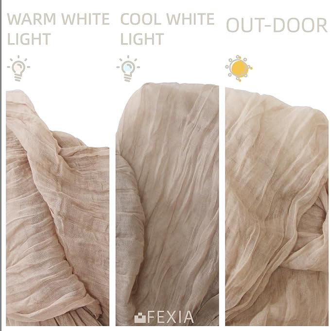 FEXIA Sand Cheesecloth Table Runner 35x120 Inches Spring Easter Nude Gauze Table Runner for Bridal Shower Wedding Party First Communion Centerpiece Engagement Boho Table Decoration
