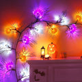 Joyhalo Halloween Garland with Lights Decorations with Pumpkin & Bat & Ghost Lights,Battery Operated 6FT 45 LED Halloween Willow Vine Twig Garland for Mantle,Wall,Fireplace and Halloween Decorations