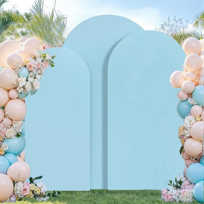 Wedding Arch Cover (7.2FT, 6.6FT, 6FT) Set of 3 Arch Backdrop Spandex Cover for Birthday Party Baby Shower Ceremony Banquet Decoration (Dusty Blue, 7.2FT,6.6FT,6FT)
