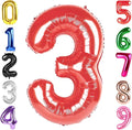 40 Inch Red Number 3 Balloon, Giant 3 Number Balloons for 3rd Birthday Decorations, Party Supplies for Baby Boy Girl, Red Party Decor