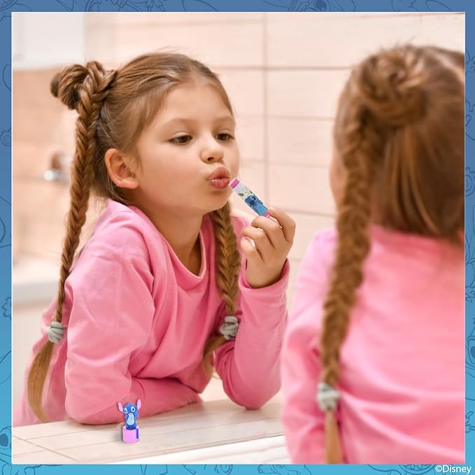 Disney Stitch 5 Pc Plant Based, Moisturizing Lip Balm Makeup Set for Girls Kids Toddlers, Perfect for Parties Sleepovers Makeovers Birthday Gift for Girls 3 Yrs+ by Townley Girl