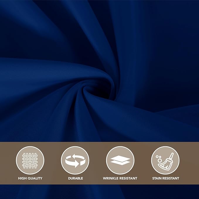 sancua Round Tablecloth 120 Inch Diameter, 8 Pack - Circle Polyester Fabric Table Cloth for Wedding Party Reception Banquet Birthday, Washable Formal Table Cover (Fit 48-96 Inch Tables), Navy Blue