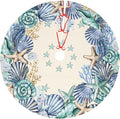 Summers Shell Coastal Wreath Beach Starfish Sea Theme Seahorses Christmas Tree Skirt Xmas Tree Mat Halloween Christmas Tree Ornaments Decorations Holiday Party Indoor Outdoor 30"