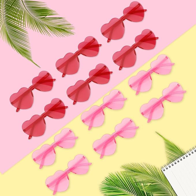 Heart Sunglasses 12/18/24 Pcs Heart Shaped Glasses for Women Cute Funny Party Glasses Party Favors Accessories