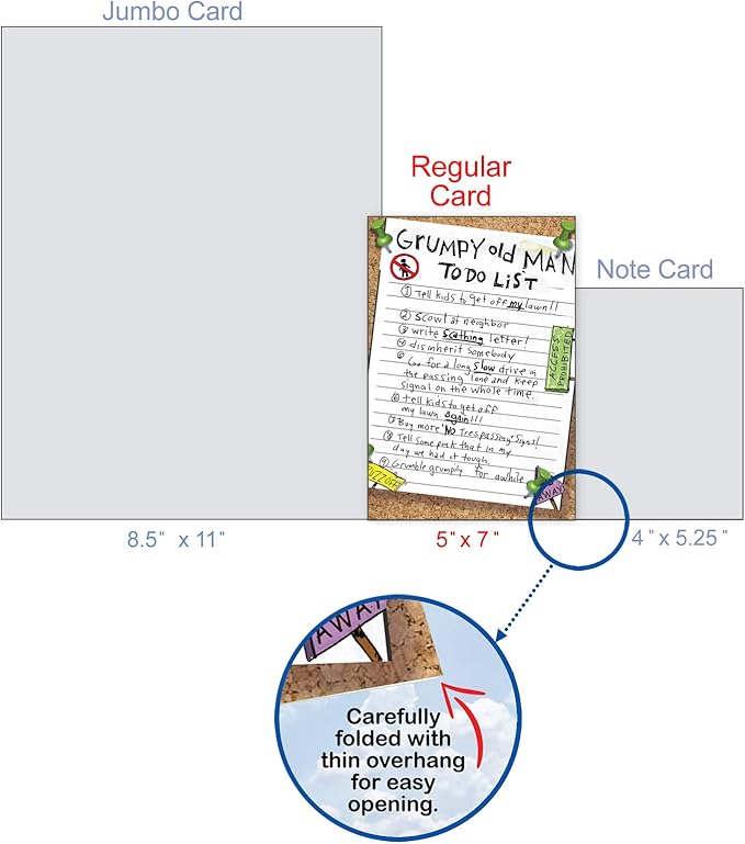 NobleWorks Funny Birthday Greeting Card with 5 x 7 Inch Envelope (1 Card) Bday Grumpy Old Man List 9729Z