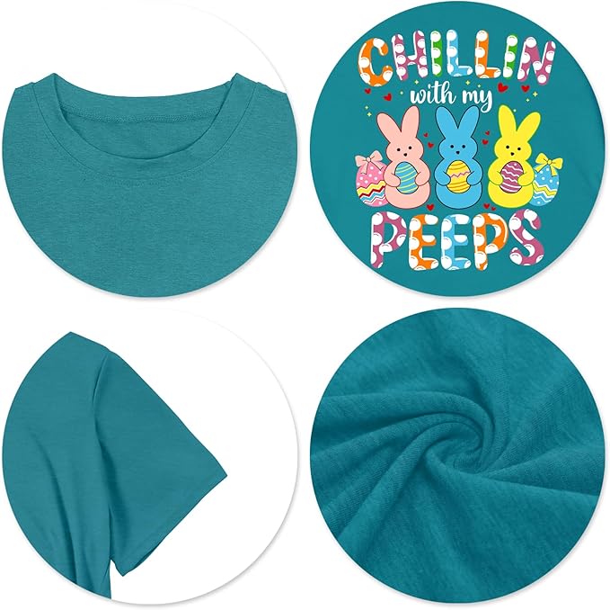 LAZYCHILD Women Easter Teacher Shirts: Funny Treat All with Kindness T-Shirt Bunny Rabbit Tee Tops