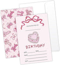 Pink Bow Birthday Invites Cards Party Invitation Cards for Girls Kids Adults Party Invitations 4x6 Inch Blank Invitations with Envelopes 20 Pcs Double Sided Invitation Card for Girls Birthday YT0084