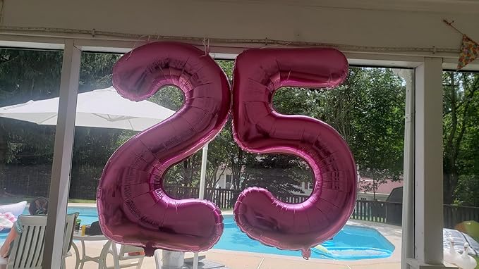 Balloon Numbers 40 Inch 5 Ballon for 5th Birthday Decorations, 15 25 35 50 Big Rose Purple Number Balloons for Wedding Photo Shoot Party Decor