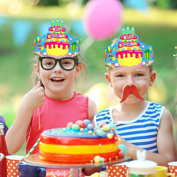 36 Pack Birthday Crowns for Kids Colorful Paper Party Hats Birthday Crown Set for Teachers Students Classroom