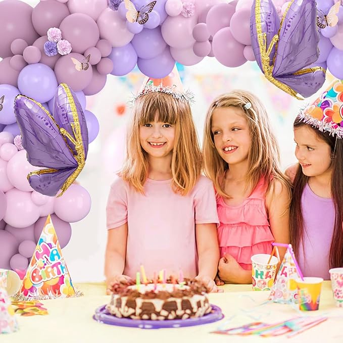 Purple Butterfly Balloon Arch Garland Kit 133pcs Pastel Purple Pink Foil Balloons Arch Kit for Butterfly Birthday Party Decorations Baby Shower Decorations for Girls