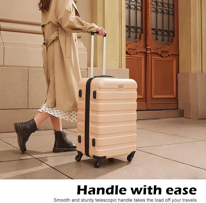 Coolife Luggage 3 Piece Set, Lightweight Durable Hardshell Suitcase set with 360° Spinner Wheels, TSA-approved Lock, Checked Family Travel Luggage sets, 20/24/28 Inch, Apple Green
