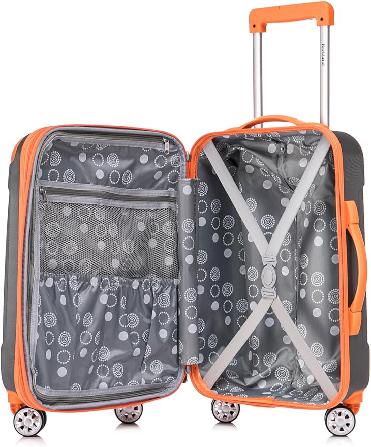 Rockland London Hardside 2 Piece Spinner Wheel Luggage Set, Carry-On 20" and Tote 14", Charcoal