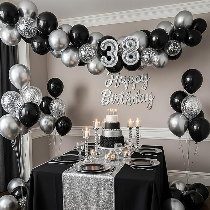 TONIFUL Number Balloons 16 Inch Silver 2 Set 0-9 Number Mylar Foil Balloons 20 Pcs Custom digitalal for 2026 New Year Eve Birthday Party Engagement Graduations Anniversary Baby Shower Decor
