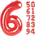 Red 6 Balloon, Number Balloon 40 Inch for Red Party Supplies 6th Balloons for Birthday, 6 Birthday Balloon, Number 6 Balloon