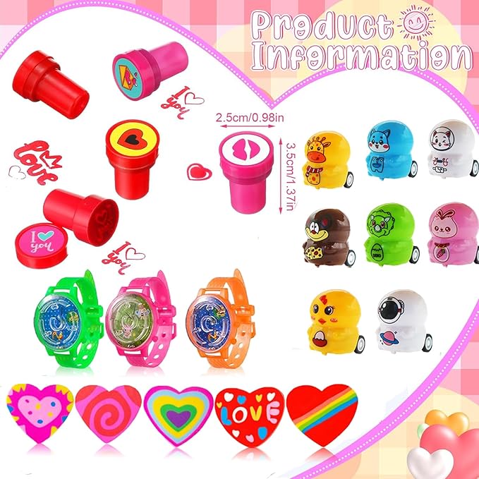 130 Pack Valentines Day Party Favors for Kids, Treasure Box Toys for Classroom Prizes, Pinata Filler Goodie Bag Stuffers, Treasure Chest Carnival Gift Bulk Toys