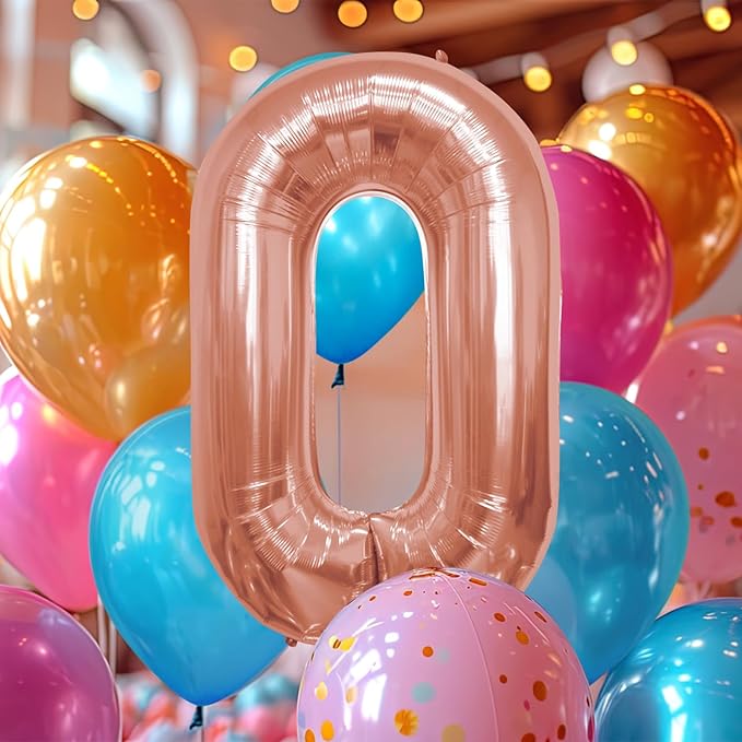 40 Inch Large Rose Gold Number Celebration and Decoration Balloon for Birthday Parties, Graduations, Anniversaries, Weddings, Photo Shoots, Special Events (Rose Gold Number 0)