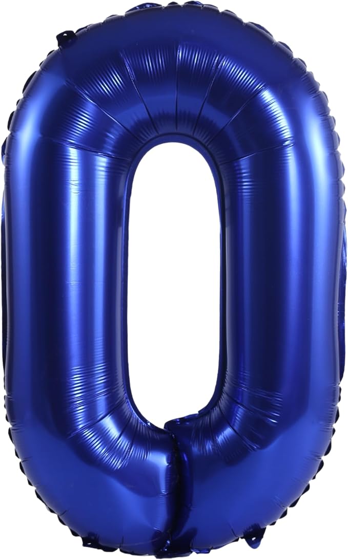 YPSelected 32 Inch Large Foil Helium Number Balloon Birthday Wedding Party 0-9 (Navy Blue, 0)