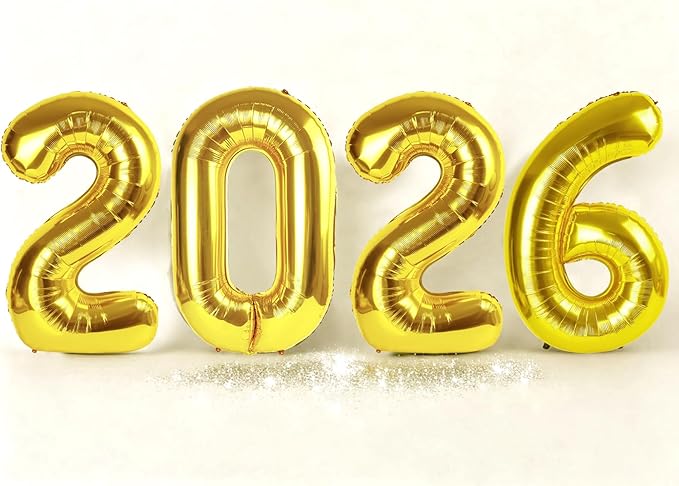 2026 Gold Numbers Balloon 40 Inch, Happy New Years 2026 Balloons for Nye Decor Party, 2026 Digital Balloon Graduation Decoration Supplies